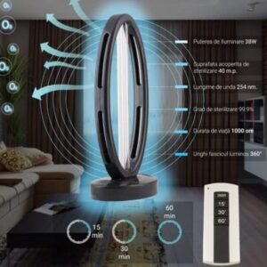 Lampa UV-C germicida cu dubla sterilizare, telecomanda si temporizator, UVCX, 38W - 60 mp