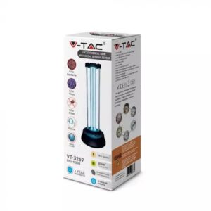 Lampa UV-C bactericida cu dubla sterilizare si senzor de prezenta, V-TAC, 38W - 60 mp