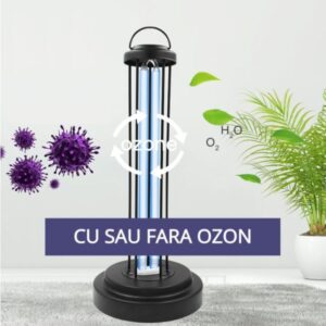 Lampa germicida UV-C cu ozon, telecomanda, timer, functie delay, cadru metalic, 36W