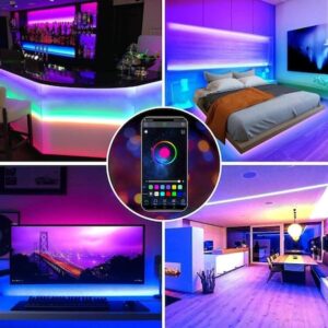 Banda LED Color RGB, 10 m, Bluetooth Control App, telecomanda 44 taste, sincronizare muzicala, 16 milioane de culori, SMD 5050 (1)