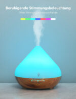 Difuzor aromaterapie cu Ultrasunete TaoTronics, 300ml, 13W, LED 7 culori, oprire automata - Nuc natur