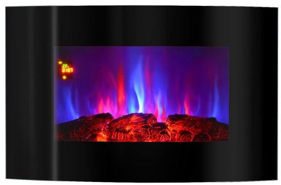 Semineu Electric Art Flame Carlos 3D, 3 teme de culoare, Functie incalzire, Telecomanda, Timer, 750/1500W, negru