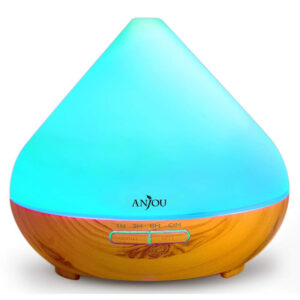 Difuzor aroma cu Ultrasunete Anjou AJ-AD001, 300ml, 13W, LED 7 culori, oprire automata - baza nuc natur (1)