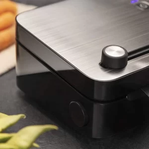 Aparat de vidat si sigilat alimente Cecotec 140 SteelCut, putere 140 W, latime 31.5 cm,Taiere folie, vidare umeda uscata, vidare caserole, rola pungi inclusa