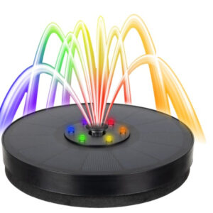 Fantana arteziana solara de piscina, iluminare LED Multicolor, senzor lumina, 7 tipuri de jet de apa