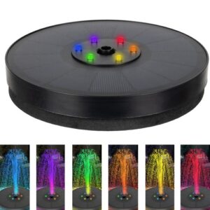 Fantana arteziana solara de piscina, iluminare LED Multicolor, senzor lumina, 7 tipuri de jet de apa
