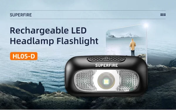 Lanterna LED pentru cap Superfire HL05-D, Lumina rosie, 110lm, 35m, 500mAh, incarcare USB