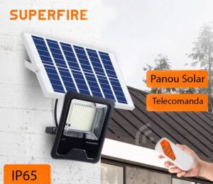 Proiector LED Superfire FF1 C Panou solar Senzor Lumina 86W 880lm Telecomanda Waterproof