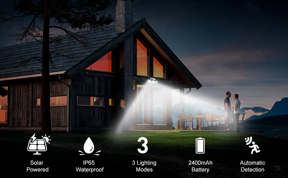 Lampa solara de perete MustWin cu 3 panouri senzor de miscare 1000
