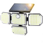 Lampa solara de perete MustWin cu 4 panouri, senzor de miscare, 1400 lm, LED, 182 leduri, 3 moduri, incarcare solara si - 1 (3)
