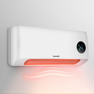 Aeroterma de Perete Bewello,1000/2000W, Telecomanda, Ecran LED, 230V, 30 mp, Alb