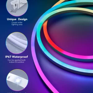 Banda LED Neon Govee H61A2 RGBIC, Inteligenta, Sincronizare Muzica, Wifi, 5m, Waterproof IP67, Alexa, Google Asistant