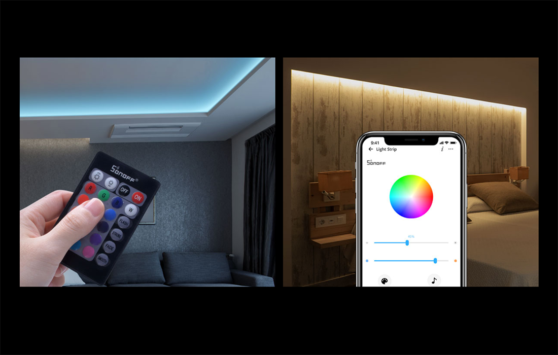 Banda LED RGB inteligenta Sonoff L2 Lite Wi Fi Bluetooth telecomanda sincronizare muzica lumina colorata 5m 2
