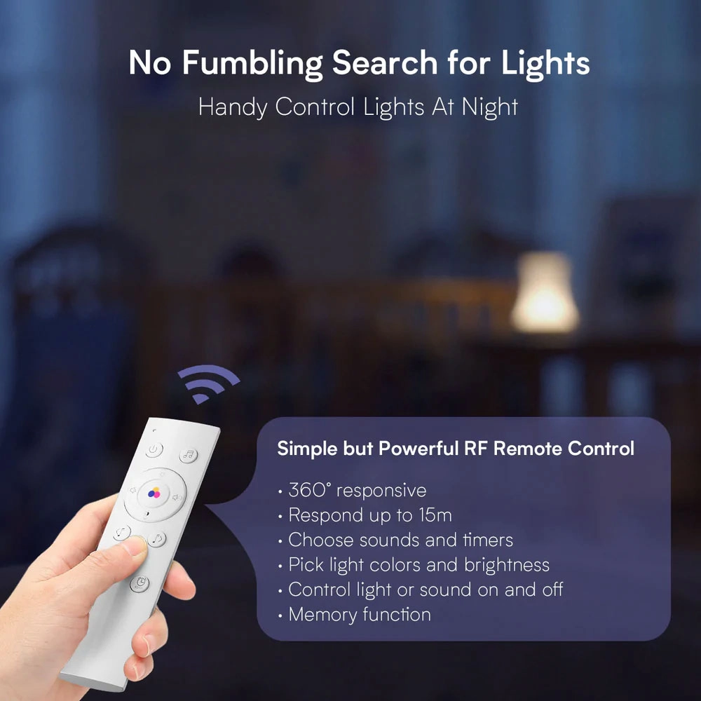 Lampa de veghe 2 in1 Hotmoon RGB W Luminozitate reglabila Control Touch Telecomanda Muzica White Noise USB C 2