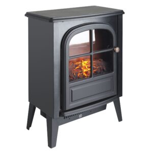 Semineu electric Classic 1.85 kW, 2 trepte incalzire, termostat incorporat, efect flacara reala, protectie supraincalzire, negru