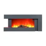 Semineu Electric Luxe Fire Elegance 3D cu Sunet busteni, Smart WIFI, 132 cm, 7 teme de culoare, Functie incalzire, Telecomanda, Timer, 1000W/ 2000W, Gri