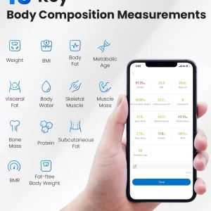 Cantar de baie Smart Renpho 26M, Maxim 180Kg, 13 masuratori, BMI, BMR IMC, Bluetooth, compatibil Fitbit, Apple Health, Google Fit - Alb