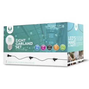 Ghirlanda luminoasa decorativa exterior Forever Light 12m cu 10 becuri LED E27, G45 Lumina Alb/Roz/Albastru, Waterproof IP65