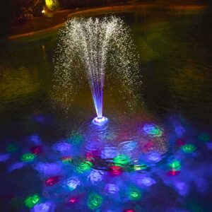 Fantana arteziana de piscina sau iaz Bestway, iluminare LED Multicolor, Acumulator, 2 tipuri de jet de apa