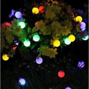 Ghirlanda luminoasa solara cu 50 de globuri multicolore, 7 m lungime, impermeabila