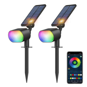 Set 2 lampi solare Novostella RGB Inteligente, Bluetooth, Control Aplicatie, sincronizare muzica, Senzor amurg, Panou reglabil