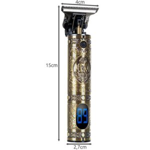 Aparat de tuns si barbierit Trimmer Vintage multifunctional, acumulator, 3 capete interschimbabile, Negru/Auriu