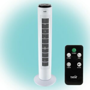 Ventilator turn Home, 50W, telecomanda, 3 trepte de viteza, temporizator, Oscilatie, Alb