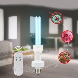 Bec UV-C 25W bactericid fara ozon pentru sterilizare, cu telecomanda si temporizator, soclu E27, suprafata 25 mp, lungime de unda 254 nm