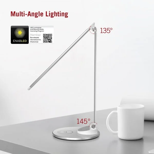 Lampa de birou LED TaoTronics TT-DL69, protectie ochi, control touch, Incarcare Telefon Wireles si USB