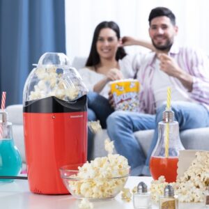 Aparat de facut popcorn cu aer cald Popcot InnovaGoods, fara ulei, 1200W, rosu