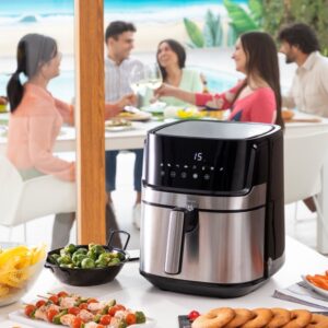 Friteuza cu aer cald fara ulei Air Fryer Innovagoods Fryinn Pro 5500 Negru Otel Inoxidabil 1700 W 5,5 L, 8 programe presetate, 100 retete