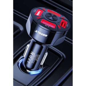 Incarcator auto 4 x USB cu cablu 3 in 1, Quick Charge 3.0, porturi multiple, compatibil universal, Negru