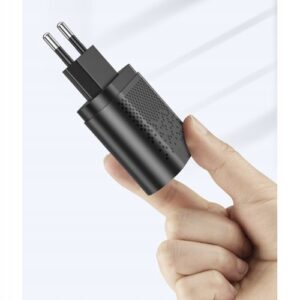 Incarcator Izoxis 4 porturi USB, Fast Charge 3.1A, Cablu Lightning, USB-C si microUSB - negru