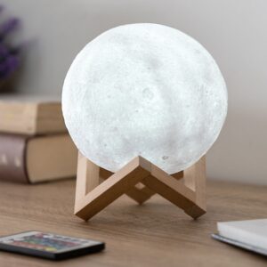 Lampa Led Reincarcabila Luna Moondy Innovagoods, 16 culori RGB, Telecomanda, Intensitate reglabila, USB