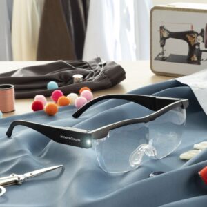 Ochelari cu LED si lupa Glassoint InnovaGoods, marire 180%, 2 lumini LED, baterii incluse, Negru Transparent