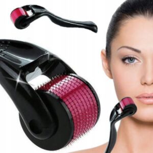 Rola de mezoterapie Derma Wrinkle Cellulite, 1067, Otel inoxidabil, 540 ace, 0.5mm, Mov/Negru