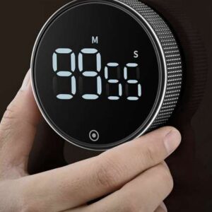 Timer pentru bucatarie universal RUHHY, magentic, diametru 7 cm, baterii, afisaj LCD, alb