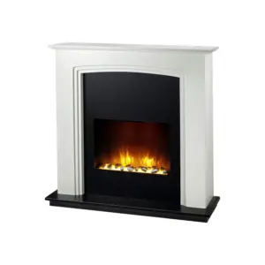 Semineu Electric Luxe Fire 3D, 2 Trepte de Incalzire,  dimensiuni 80 x 80 x 25 cm, MDF Alb