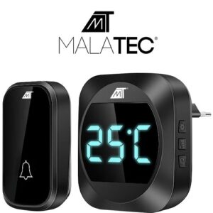 Sonerie fara Fir Wireless Malatec RING, display LCD, 200 m, 52 melodii, Rezistenta la Apa, negru
