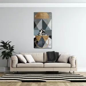 Panou Radiant Ceramic cu Infrarosu ArtHeat, Tip Tablou, Model Abstract Pyramid, Smart WiFi, 120 x 60 cm, Telecomanda, Termostat, 500 W