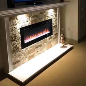 Semineu Electric incorporabil 3D Hermes, 3 teme de culoare, 127 x 46,5 cm, Functie incalzire, Intensitate flacara reglabila, Telecomanda, Timer, 1500W