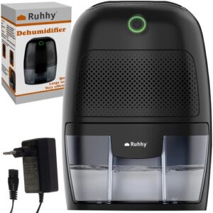 Dezumidificator de aer Ruhhy, 22.5W, rezervor 600 ml, functionare silentioasa, oprire automata, Negru