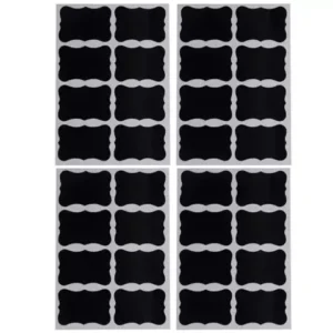 Set etichete autoadezive reutilizabile, 24 bucati, cu marker alb, lavabile, dimensiuni 5x3.5 cm, Negru