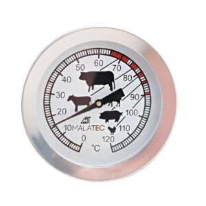 Termometru alimentar cu tija pentru carne, fara mercur, 0-120°C, 5.2x11cm, Inox, Gri