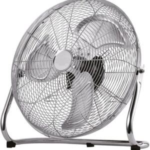 Ventilator de podea industrial PowerBreeze 110W, palete metal, 3 trepte de viteza, oscilabil, diametru 45 cm, Inox