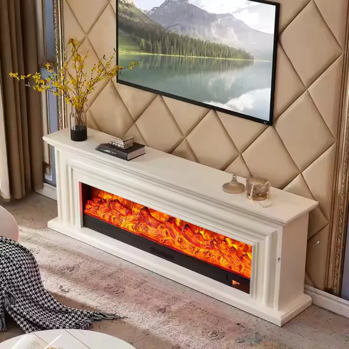 Semineu Electric Luxe Fire Majestic XL, 150 x 60 cm x 32 cm, Lemn masiv Stejar alb, Efect Flacara 3D si Jar incandescent, Telecomanda, Timer, 1500W 4 Semineu Electric Luxe Fire Majestic XL, 150 x 60 cm x 32 cm, Lemn masiv Stejar alb, Efect Flacara 3D si Jar incandescent, Telecomanda, Timer, 1500W
