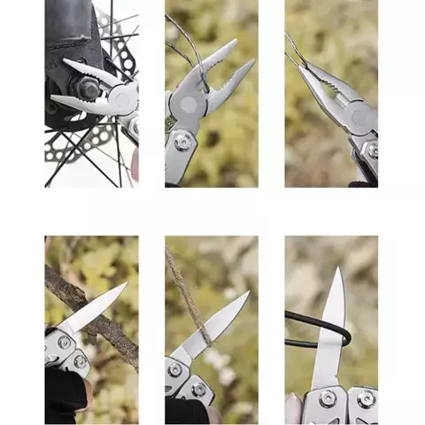 Unealta multifunctionala 13 in 1 Trizand, otel inoxidabil, set 11 biti, husa Velcro, compacta