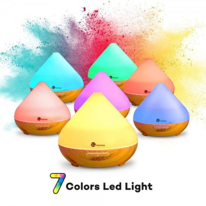 Difuzor aroma cu Ultrasunete TaoTronics TT-AD002, 300ml, 13W, LED 7 culori, oprire automata - Nuc natur (1)